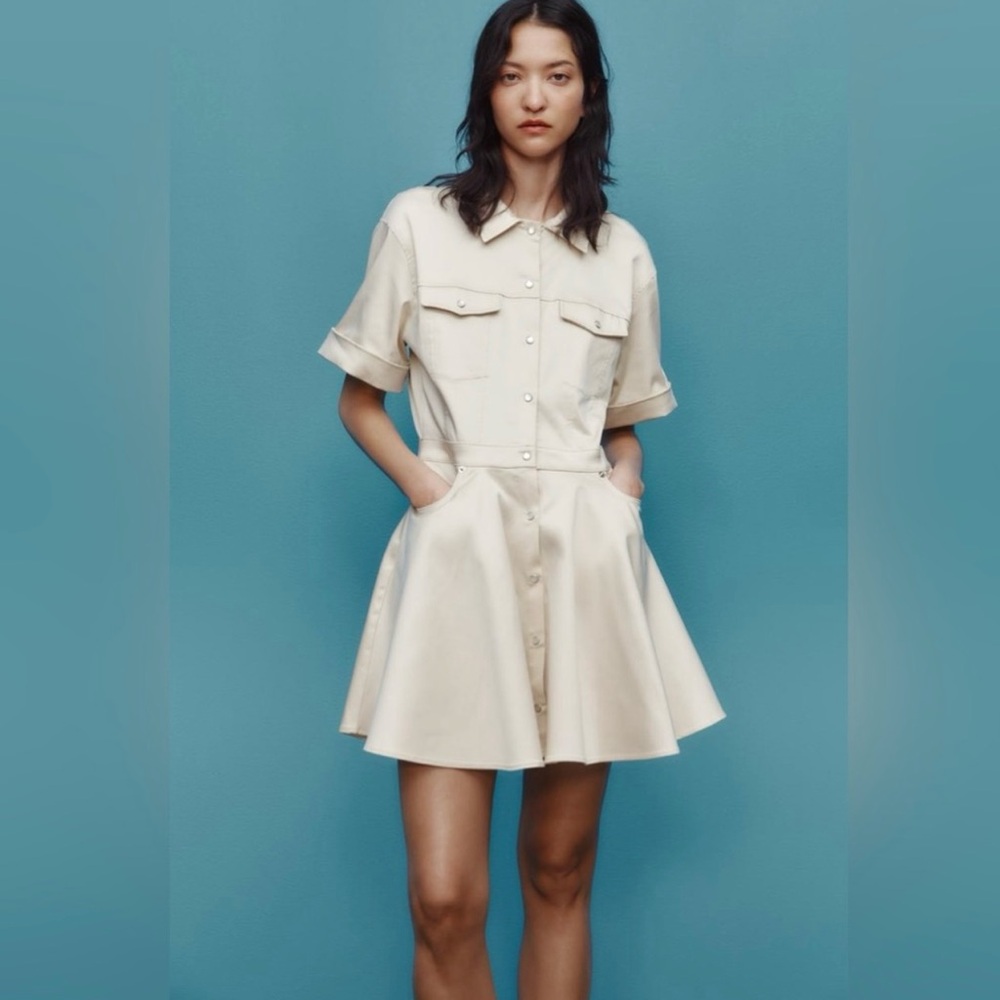 Zara Khaki Short Sleeve Dress